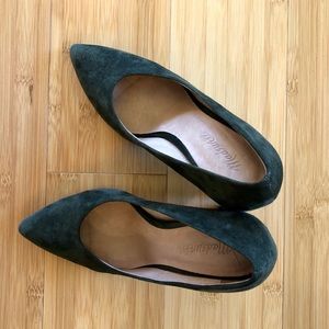 Madewell green suede block-heeled 4” pumps sz 8